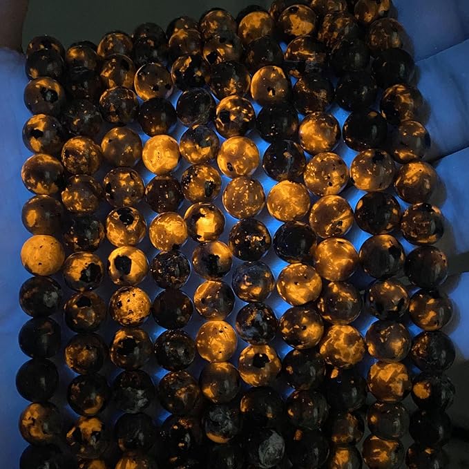 4MM 180pcs Natural Flame Yooperlite Stone Energy Beads Round Loose Beads for Jewelry Making DIY Bracelet Necklace 2 Strands 32"