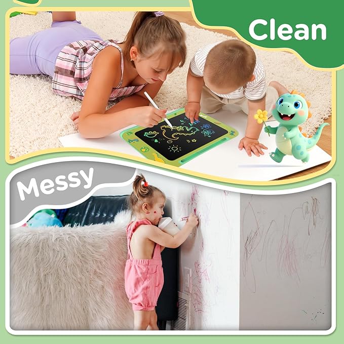 LCD Writing Tablet for Kids, Colorful Screen Drawing Board for 3-7 Year Old Boys & Girls - Educational Toys for Birthday & Christmas (Dinosaur)