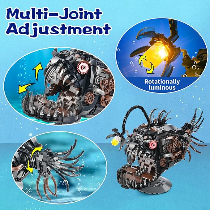 XITALAXU Mechanical Fish Building Sets,Ocean Animal Collection Toy,Adults Home or Office Decor,STEM Building Gift for Teens Boys and Girls 8-14 (1038PCS)