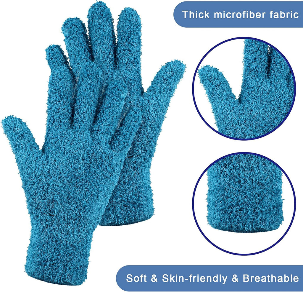 Patelai 3 Pairs Microfiber Plant Dusting Gloves Leaf Cleaning Gloves for Indoor Plants, Blinds, Furniture, House(Large,Purple, Blue, Rose Red)