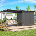 AECOJOY Outdoor Open-Sided Storage Shed Metal Shed, 8x4 Sheds & Outdoor Storage with 56 Sq. Ft Covered, 4'x8' 2-in-1 Tool Shed with Attached Hardtop Metal 6‘x4’ Gazebo