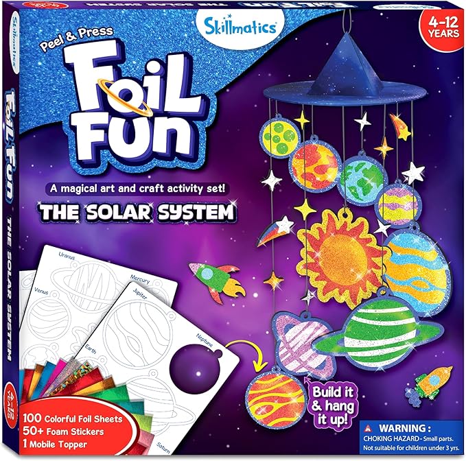 Skillmatics Foil Fun Solar System - Space Art & Craft Kit for Kids, Mess-Free Fun, Creative Activity, DIY Decor, Gifts for Boys & Girls Ages 4, 5, 6, 7, 8, 9, 10, 11, 12