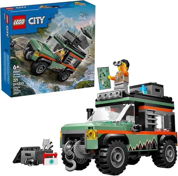 LEGO City Off-Road 4x4 Mountain Truck Toy - Building Toy Set for Kids, Boys and Girls, Ages 6+ - Fun Gift Idea for Birthdays and Holidays - with Adventurer Minifigure and Accessories - 60447