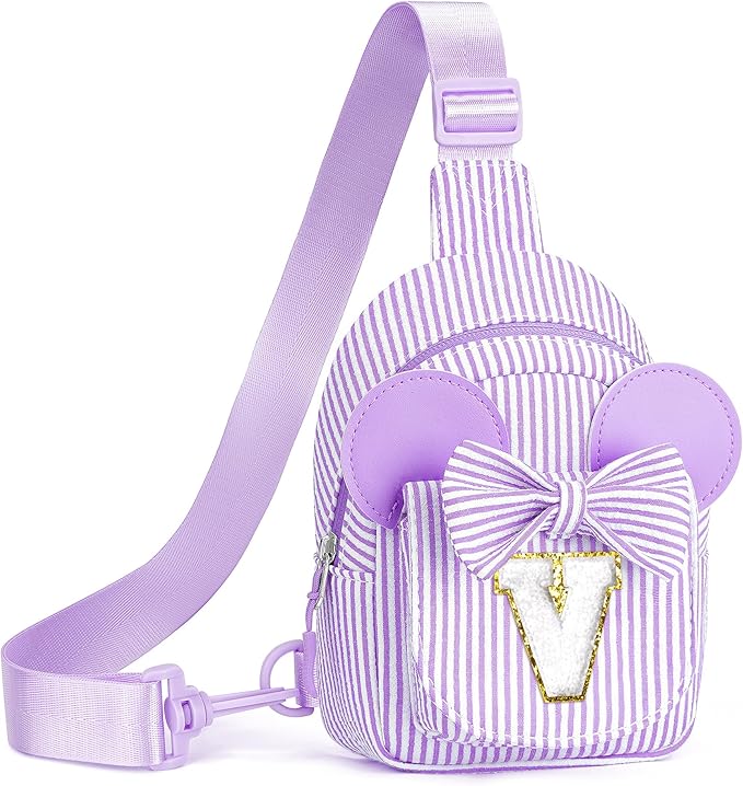 Small Sling Bag, Personalized Bags for Girls, Gifts for Girls Kids, Girl Friend Daughter Birthday Gift for Kids Daughter Sister Girl Gifts Trendy Stuff Belt Sling Shoulder Bag (Purple V)