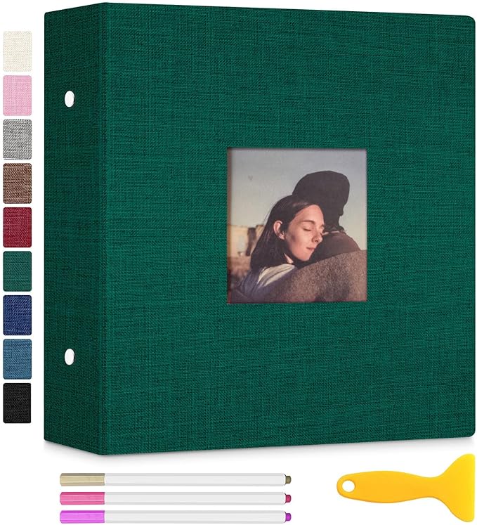 Zesthouse Photo Album Self Adhesive with Picture Display Window, 3-Ring Scrapbook Albums 60 Pages Holds 8x10 5x7 4x6 Photos, DIY Photo Book Ideal Gift for Family Wedding Baby