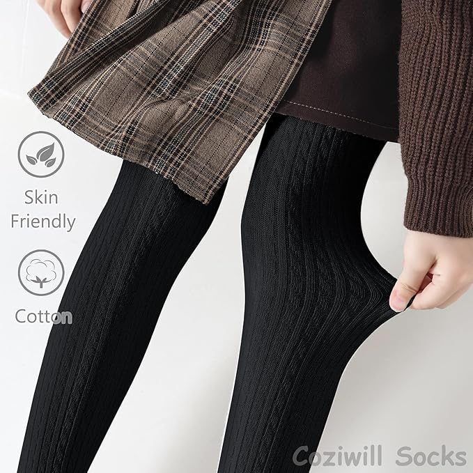 Girls Tights Seamless Toddler Stockings Tights Soft Cotton Cable Knit Baby Girl Tights Leggings 4-12 Years