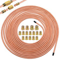 Eoppen 1/4Inch x 25 ft Brake Line Tubing Kit Flexible Copper Coated Alloy Brake Line Tubing Coil with 16 Inverted Flare Fittings