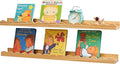 Nursery Book Shelves, Scalloped Floating Shelves Set of 2 Solid Pine Wood Wall Mounted Bookshelf with Wave Lip for Bedroom Kids, Toddler Room, Baby Room Natural 36inch