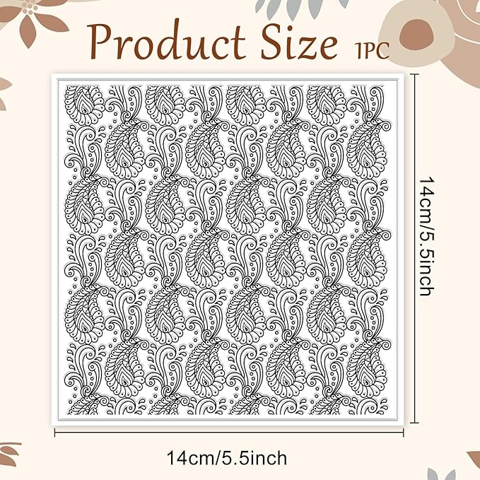 CHGCRAFT Paisley Pattern Polymer Clay Texture Sheets Retro Pattern Silicone Texture Stamp Modeling Pattern Pad for Jewelry and Clay Earrings Tools, 5.5x5.5 inch