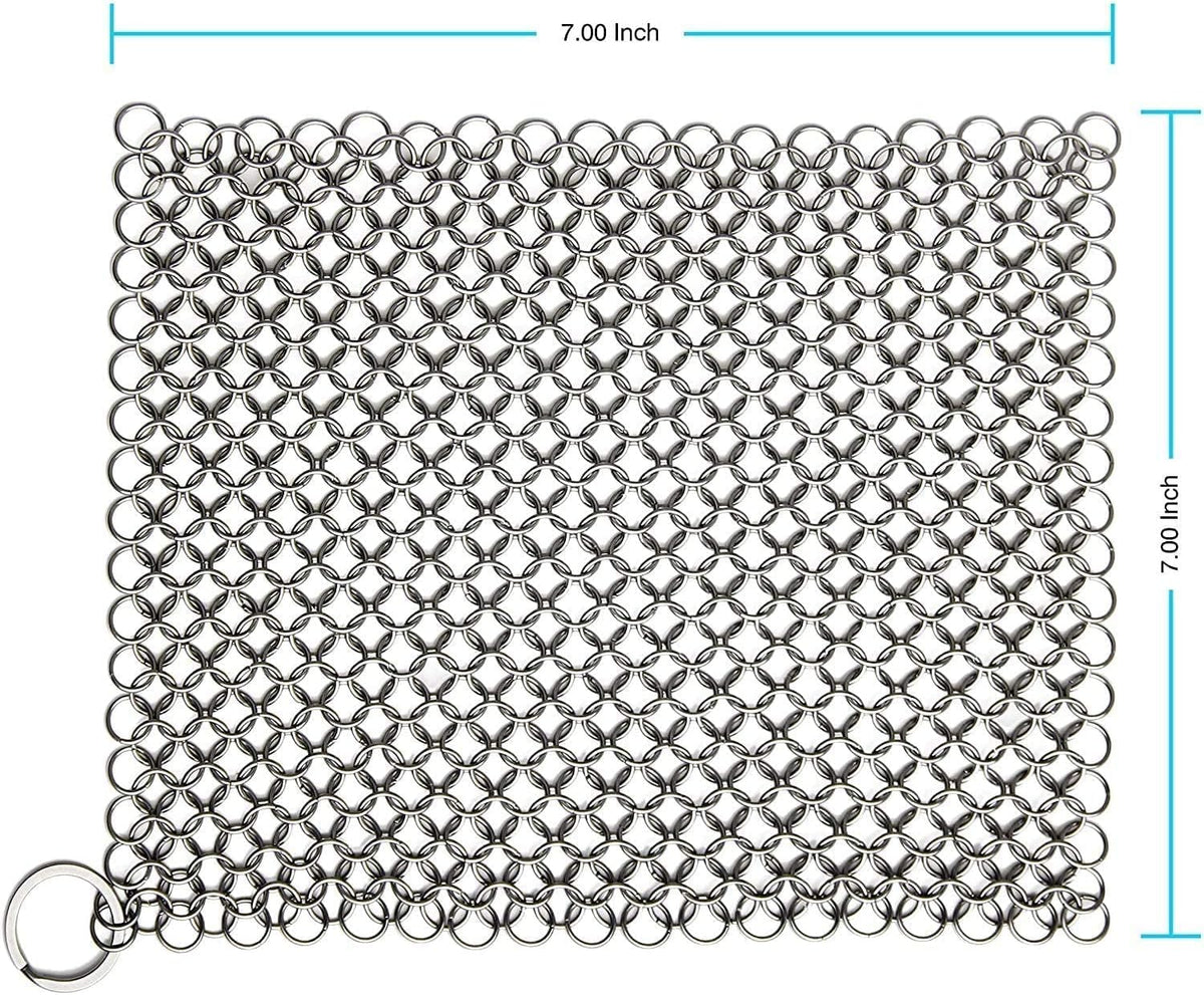 Scrubber Chainmail - Cleaner for Cast Iron Stainless Steel Anodized Cookware Scraper Cleaning Dutch Ovens Scourer for All Types of Skillet Griddles Cast Iron Pans Pots Grills & Dutch Ovens by Krisp