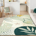 Lahome Green Washable Rugs 9x12 Living Room Rug, Non-Slip Backing Lightweight Extra Large Area Rug Ultra-Thin Throw Rus for Dining Room Table, Boho Botanical Print Soft Rug for Bedroom Classroom Home