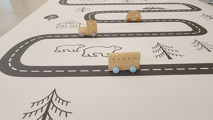 Baby Care Play Mat (Medium, Nordic Trails - Tribal) 73’’ x 49’’ Original One-Piece Reversible Rollable Waterproof Firm PVC Play Mat for Infants, Babies, Toddler, and Kids