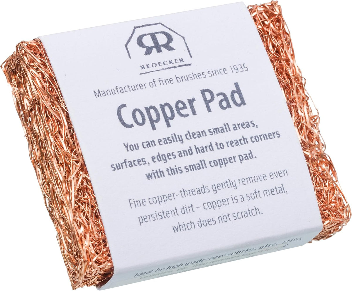 Redecker Copper Thread Mini Scrubber, 2 x 1-5/8 inches, Non-Abrasive Scouring Pad, Scrubber for Cleaning Small Areas, Surfaces, Edges, and Hard to Reach Corners, Made in Netherlands