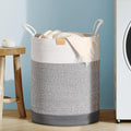 Laundry Hamper 62L,Large Laundry Basket for Clothes,Decorative Storage Basket for Blankets,Cotton Rope Woven basket for bedroom,Grey White