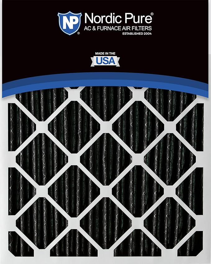 Nordic Pure 18x18x1 (Actual Size: 17 3/4 x 17 3/4 x 3/4) Furnace Air Filters MERV 8 Pleated Plus Carbon 3 Pack