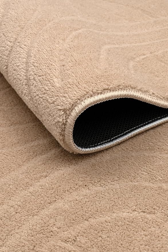 Non-Slip Washable 5x7 Area Rugs for Living Room Bedroom, Ultra Soft Bedside Rug, Indoor Floor Carpet for Kids Girls and Boys, Dorms, Nursery Rooms, Non-Skid Area Rug, Circle Beige, 5' x 7'