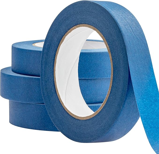 No-Residue 1 Inch, 60 Yard Blue Painters Tape 4 Pk. Easy-Tear, Pro-Grade Removable Masking Tape Great for Home, Office, Commercial Contractor. Clean, Drip-Free Painting with Wide Crepe Paper Rolls