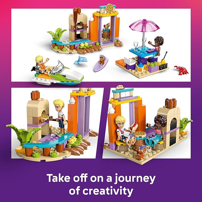 LEGO Friends Creative Beach and Travel Suitcase Toy Building Set - Portable Pretend Play Set for Kids, Girls and Boys, Ages 5+ - Gift for Birthdays - Preschool Toy with 2 Minidolls - 42672