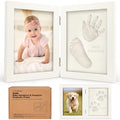 Personalized Baby Hand and Footprint Kit, Quick Dry Clay - Newborn Keepsake Feet and Handprint Kit, Nursery Picture Frame, New Mom Gifts for Baby Showers & Registry (Alpine White)