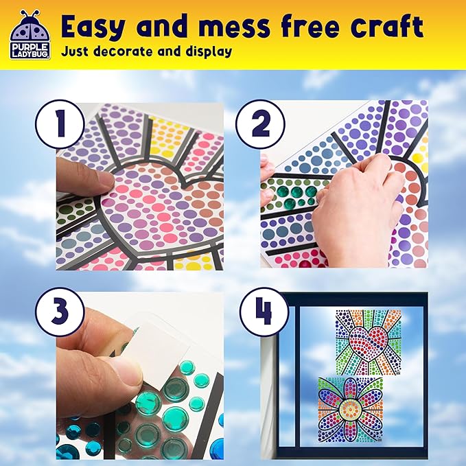 SUNGEMMERS DIY Gem-Sticker Window Diamond Art Suncatcher Kits - Stocking Stuffers for Kids 8-12, Birthday Gifts for 6 7 8 9 10 11 12 Year Old Girls & Boys, Fun Arts & Crafts for Kids Ages 8-12 6-8