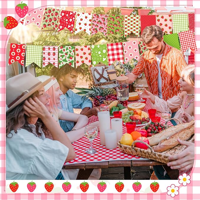 Ganeen 60 Pcs 10 x 10 Inch Strawberry Quilting Fabric Squares Multicolor Strawberry Printed Fabric Bundles Summer Fat Patchwork Precut Stripes for Summer Holiday Handmade Material Sewing DIY Crafts