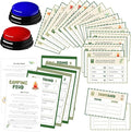 30 Pcs Camping Friendly Feud Game Set Camping Party Game Trivia Quiz with 18 Card 2 Buzzer for Adults Family Games Activities Party Supplies, Battery Not Included