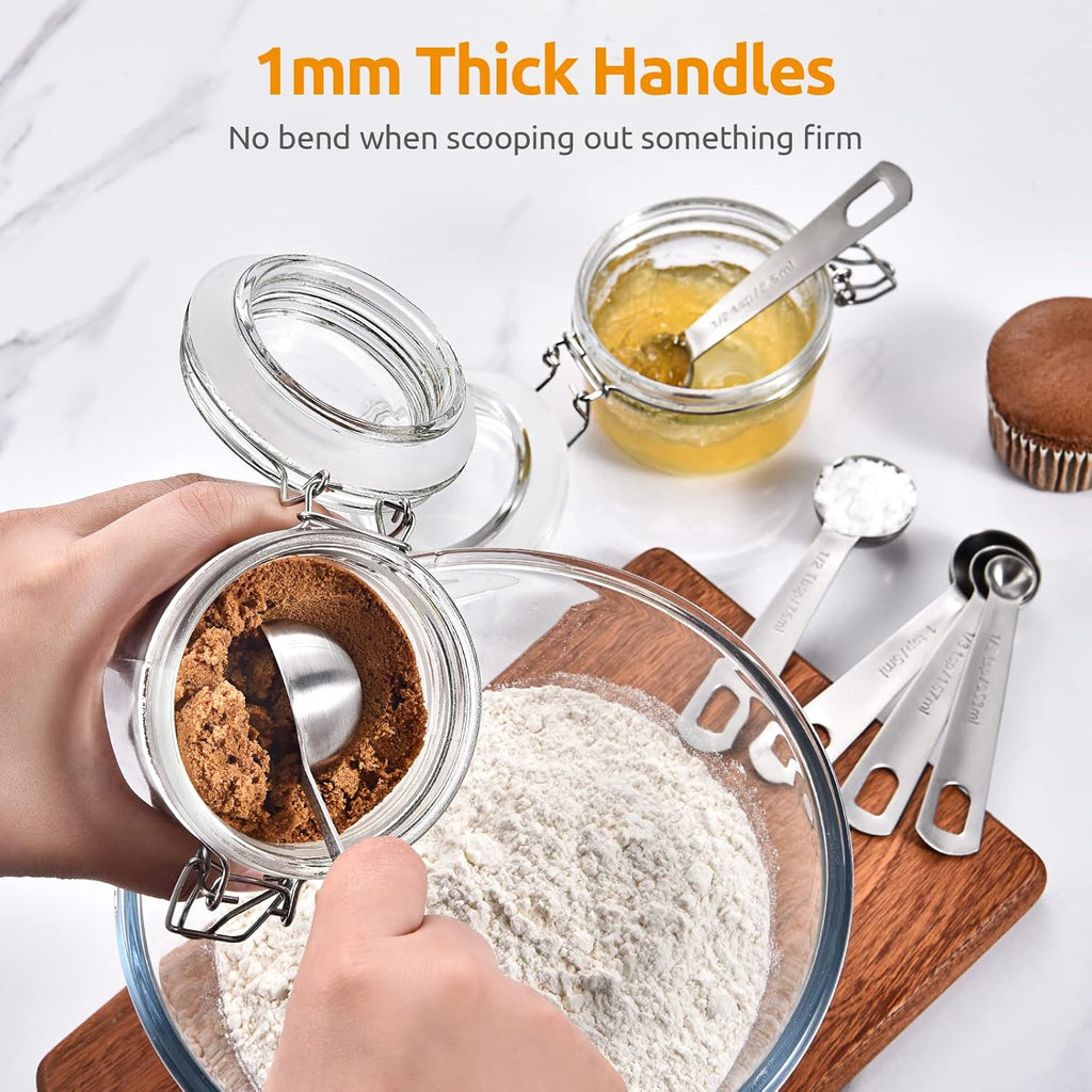 Measuring Spoons: U-Taste 18/8 Stainless Steel Measuring Spoons Set of 9 Piece: 1/16 TSP, 1/8 TSP, 1/4 TSP, 1/3 TSP, 1/2 TSP, 3/4 TSP, 1 TSP, 1/2 tbsp & 1 tbsp Dry and Liquid Ingredients