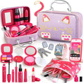 Girl Gift Pretend Makeup for Toddlers 3-5 4-6, Fake Makeup Set with Cat Commetic Case, Play Makeup for Kids Age 3 4 5 Year Old, Toddler Make Up Kit for Little Girls Birthday