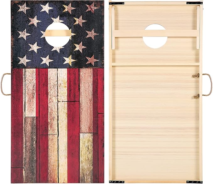 Solid Wood Vintage Cornhole Game Set, Two 4'x2'Cornhole Boards, 8 Cornhole Bags for Indoor and Outdoor Toss Games Competitions, Tournaments