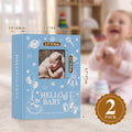 Lanpn Baby Photo Album 4x6 100 Pockets 2 Packs, Mini Linen DIY Window Photo Book Newborn Bebe Album Memory Book Sets, Holds 100 Top Loader Vertical Pictures Gift for Kids Boy Girl Baby Shower, Blue