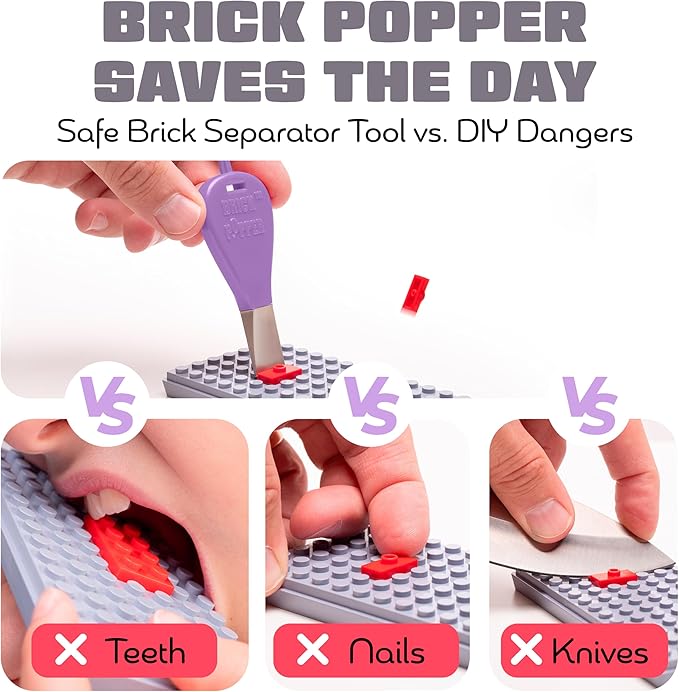 Brick Popper - World's Fastest Brick Separator - Efficient Remover for Kids & Adults - Ages 6+ - Essential Tool (Purple)