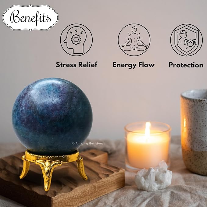Amazing Gemstone Ruby Kyanite Crystal Ball with Stand - 2 Inches Crystal Sphere Meditation Balls for Witchcraft and Decorative Balls