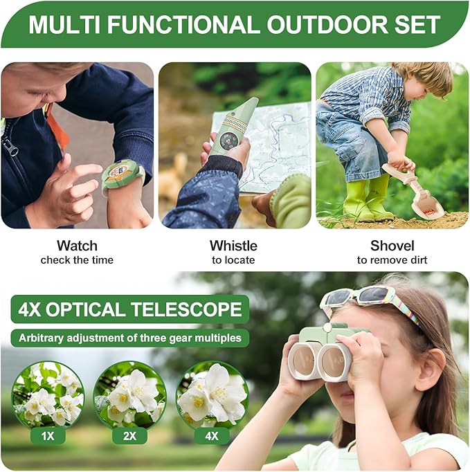 Kids Camping Set – an Indoor/Outdoor Pretend Play Adventure kit Featuring a Tent, Oil lamp, Stove, and More. Perfect for Ages 3+