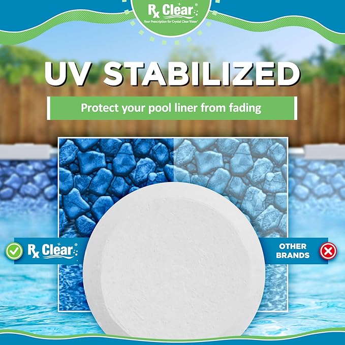 Rx Clear 1" Inch Chlorine Tabs | 100 Pounds | Use Tablets as Bactericide, Algaecide, & Disinfectant in Swimming Pools | Stabilized, Long Lasting, Slow Dissolving, & UV Protected (2 x 50 LB Buckets)