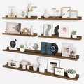 Axeman Picture Ledge Shelf, Floating Shelves for Wall Decor Storage Set of 6, 55 inch Floating Wall Mounted Shelves, Wall Shelves with Lip for Living Room, Bedroom, Nursery, Bathroom, Kitchen, Walnut