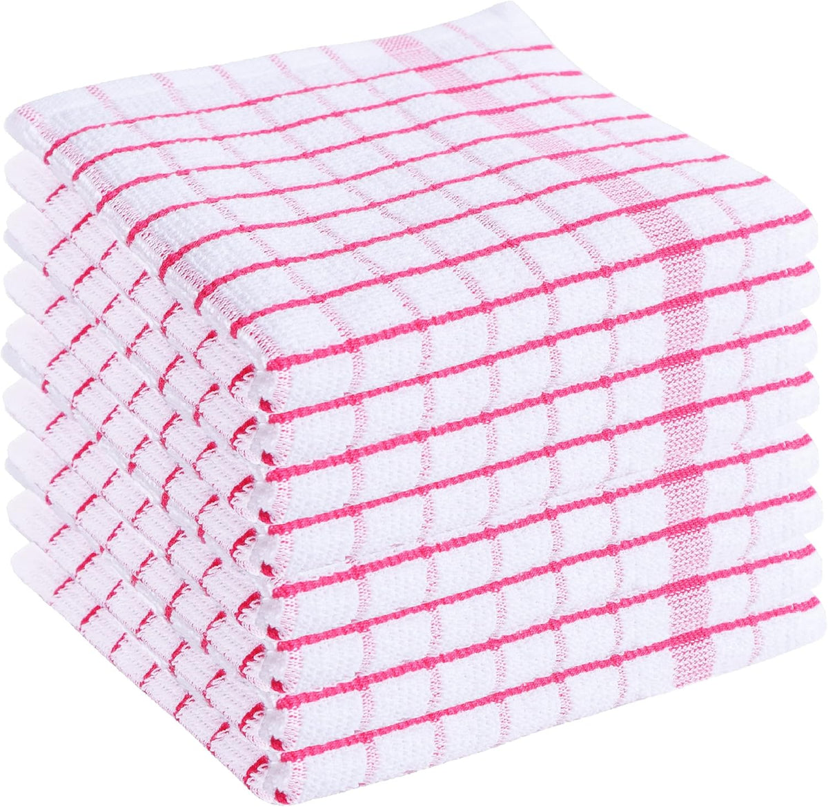 AMOUR INFINI Kitchen Dish Cloths Set of 8 - Ultra Soft, Highly Absorbent, Quick-Drying Terry Cotton Dishcloths 12"x12" Inch Wash & Cleaning Cloths for Kitchen & Dishwashing (Pink)