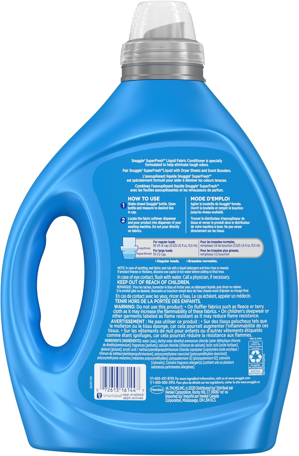 Snuggle Liquid Fabric Softener, SuperFresh Spring Burst, Eliminates Tough Odors, 2X Concentrated, 150 Loads (size may vary)