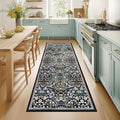 Runner Rug for Entryway: 2.6x8 Kitchen Rugs Non Slip Washable Ultra-Thin Soft Floral Carpet Indoor Stain Resistant Carpets for Hallway Bedroom Kitchen Laundry Bathroom Dorm Dark Black