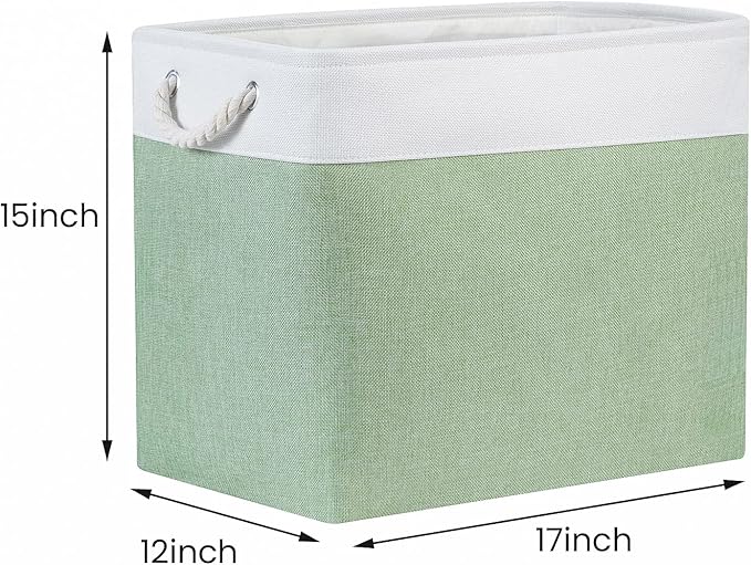 Bidtakay Large Storage Baskets for Nursery Toy Organizer Collapsible Organizing Baskets 17x12x15 In Green Canvas Bins for Organizing Set of 2 Clothes Decorative Baskets for Home Office Room Decor