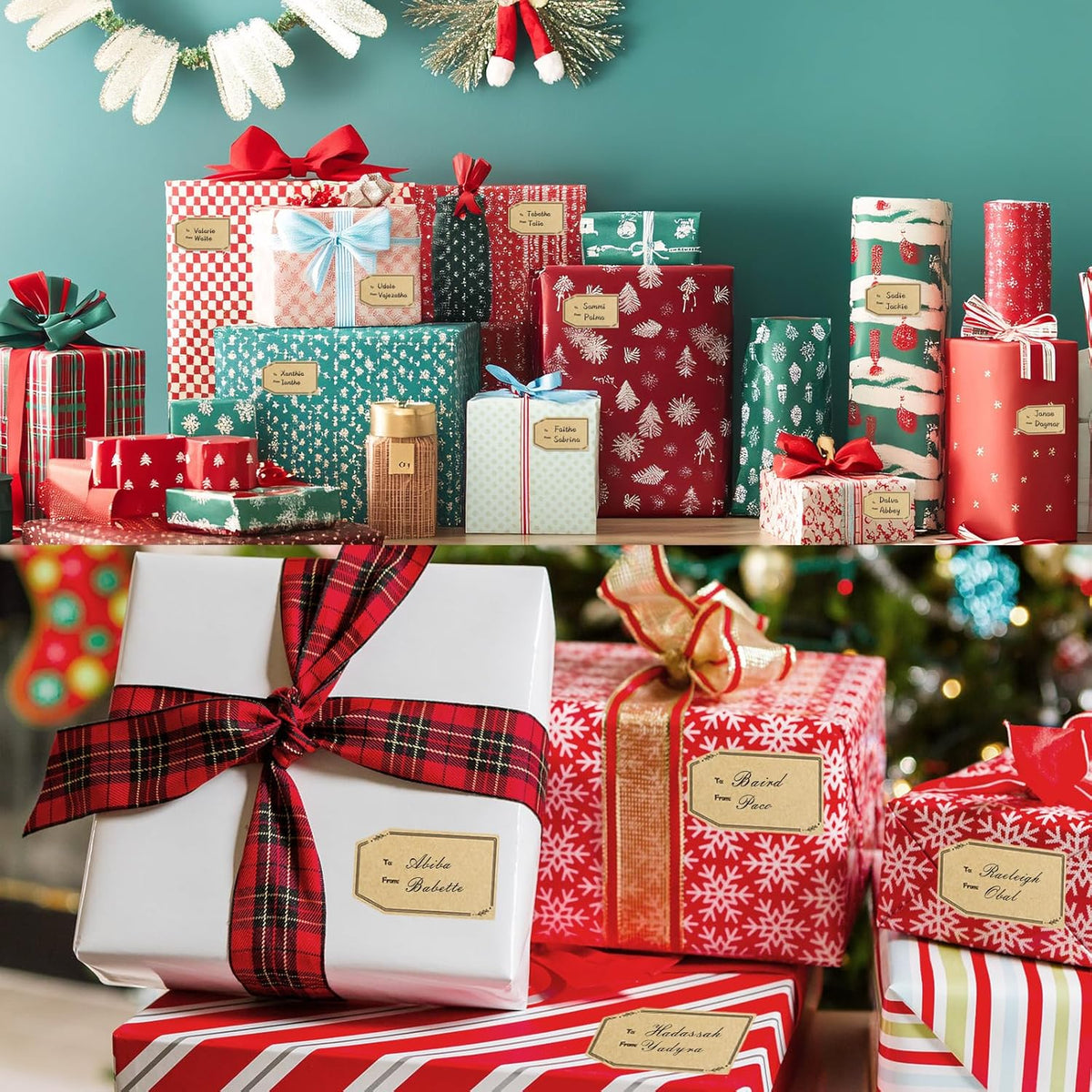 Kraft Gift Tag Stickers, 1.18" x 2" Christmas Gift Tags Stickers, Brown Kraft to and from Gifts Labels Self Adhesive Christmas Labels Holiday Present Label, Perforated line design-600PCS