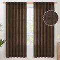 YoungsTex Dark Brown Linen Curtains for Living Room 2 Panels, Chocolate Light Filtering Window Drapes with Rod Pocket Back Tab Textured Semi Sheer for Dining Bedroom, 52 X 72 Inch