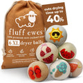 Fluff Ewes Wool Dryer Balls 6 Pack Premium New Zealand Wool Laundry Balls for Dryer, No Static Dryer Balls Laundry Reusable, XL Wool Dryer Balls Cute, Baby Dryer Balls for Dryers - Fun in The Sun