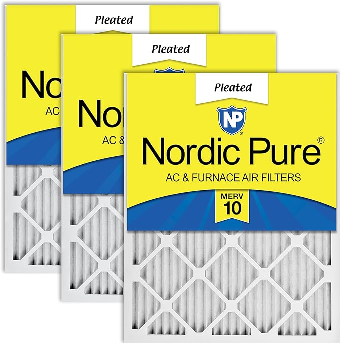 Nordic Pure 20x30x1 (Actual Size: 19 5/8 x 29 5/8 x 3/4) Pleated MERV 10 Air Filters 3 Pack