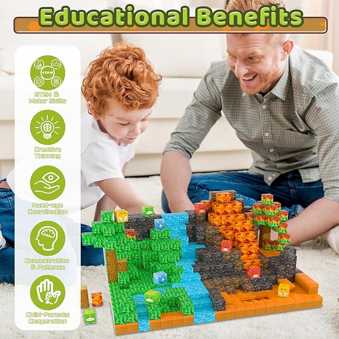 1 inch Magnetic Blocks - 120PCS Magnetic Toy Set, STEM Montessori Sensory Toys for 3+ Year Old Boys & Girls, Creative Construction Toys Gift for Toddlers Kids