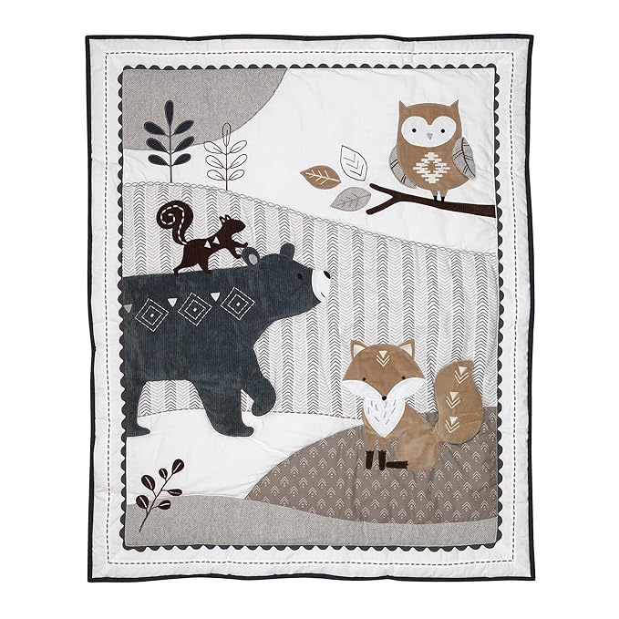 Lambs & Ivy Woodland Forest Animal Nursery 5-Piece Baby Crib Bedding Set - Gray