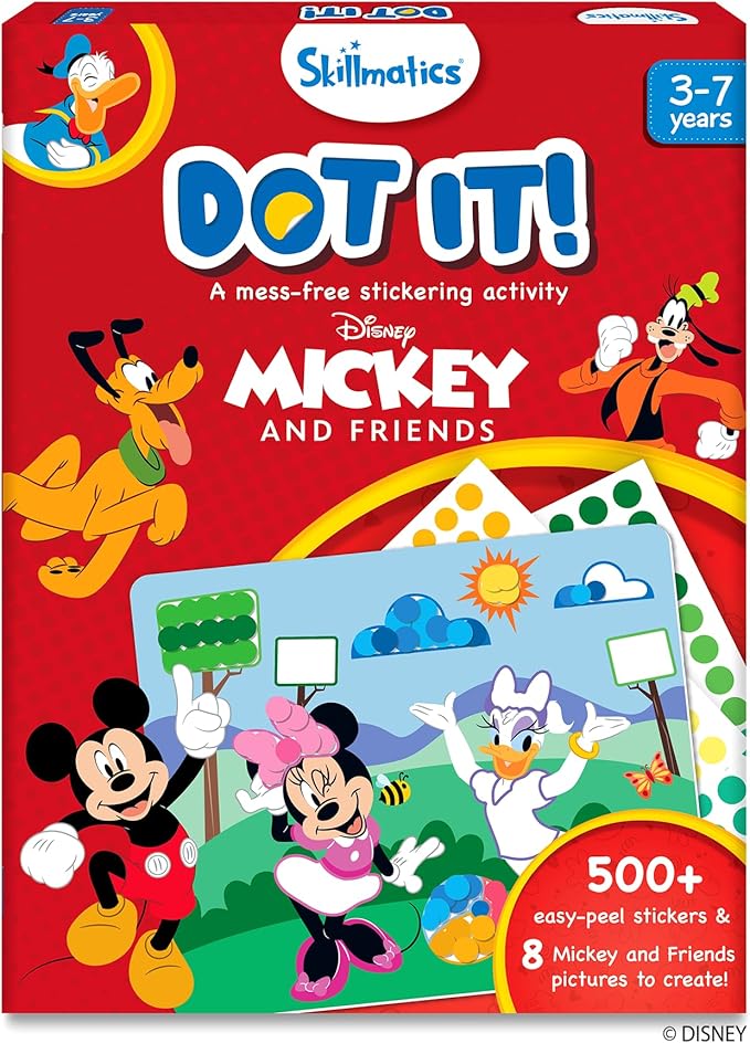Skillmatics Dot It Sticker Art - Disney Mickey & Friends, Mess-Free Fun for Kids, 500+ Stickers, Craft Kits, DIY Scrapbooking Activity, Travel Toys, Gifts for Boys & Girls Ages 3, 4, 5, 6, 7