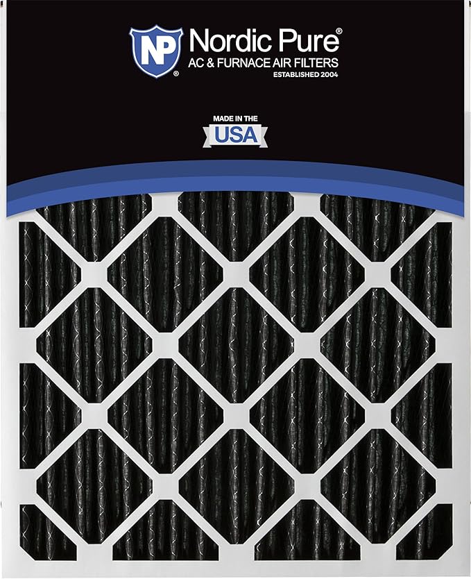 Nordic Pure 20x25x2 (Actual Size: 19 1/2 x 24 1/2 x 1 3/4) Pure Carbon Pleated Odor Reduction Merv 8 Furnace Filters 3 Pack