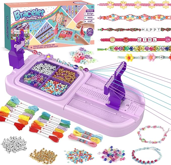 Arts and Crafts for Kids Ages 8-12,Friendship Bracelet Making Kit for Girl,DIY Arts and Crafts Maker for Kids,Jewelry Making Kit Christmas Gifts for Ages 6 7 8 9 10 11 12 Year Old (Purple)