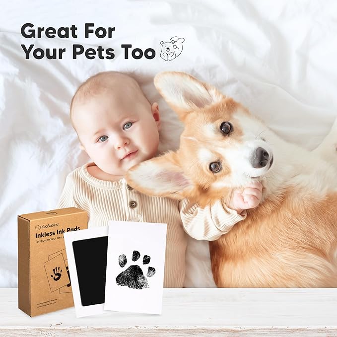 4-Pack Inkless Baby Hand and Footprint Kit - Mess Free Ink Pad for Newborn Keepsake, Dog Nose & Paw Print Kit, Clean Touch Ink Pad for Baby Hand & Footprints, Ideal New Mom Gifts (Halloween)