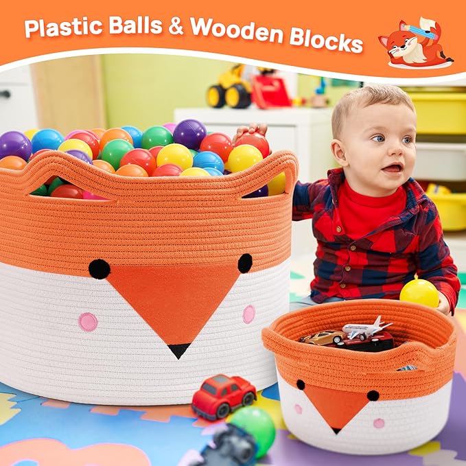 Large Baby Basket Toy Storage 3 Pack, (20"x13.8") Woven Baby Laundry Basket Blanket Basket, Stuffed Animal Storage, Baby Gift Basket Empty, Toy Basket for Kids, Dog, Cat.